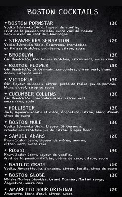 Menu photo 1 Boston Bar Nice, 06