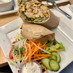 Taste of Tehran - Boneless chicken kabob wrap and house salad