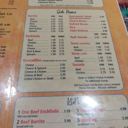 A portion of the menu