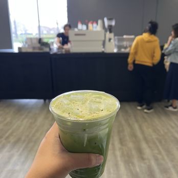 Cowboy Coffee - matcha latte with pistachio cream top - Coffee & Tea Near Me - Sunnyvale, California