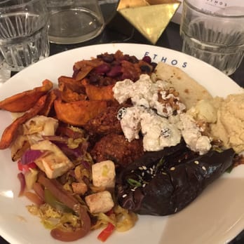 Ethos - Plate 2 of hot food - Vegetarian Near Me - London, XGL