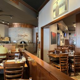 Pizza oven and seating area.