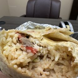 Top of the burrito was majority rice.