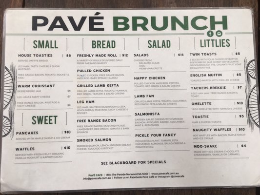 Menu photo 2 Pavé Cafe Norwood, SA Menu photo 2 Pavé Cafe Norwood, SA
