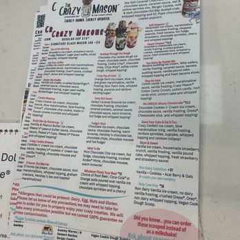 The Crazy Mason - Menu - Ice Cream & Frozen Yogurt Near Me - Ellicott City, Maryland The Crazy Mason - Menu - Ice Cream & Frozen Yogurt Near Me - Ellicott City, Maryland