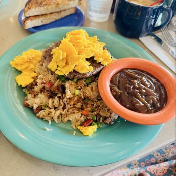 Kountry Kitchen - Traditional Loco Moco with Char Siu Fried Rice - American Near Me - Kapaa, Hawaii Kountry Kitchen - Traditional Loco Moco with Char Siu Fried Rice - American Near Me - Kapaa, Hawaii