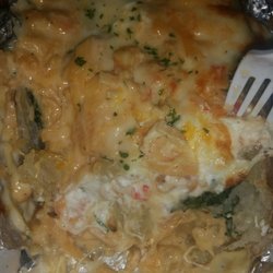Seafood stuffed baked potato (aka "sexy papas")