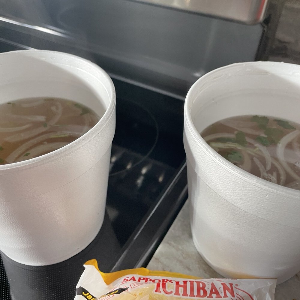 MPM Pho - Pho broth (you'll have to zoom in because the container is so small!) - Vietnamese Near Me - Flagstaff, Arizona MPM Pho - Pho broth (you'll have to zoom in because the container is so small!) - Vietnamese Near Me - Flagstaff, Arizona