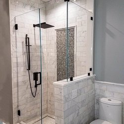 Shower Corner Enclosure with Black Hinges