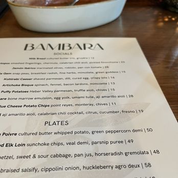 Bambara - Menu - New American Near Me - Salt Lake City, Utah