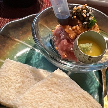 Omakase Sushi By Hiro - Quill Egg, Uni, Toro, and Caviar with toasted bread. - Sushi Bars Near Me - Brooklyn, New York
