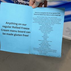 Freeze Cream - Gluten-free menu