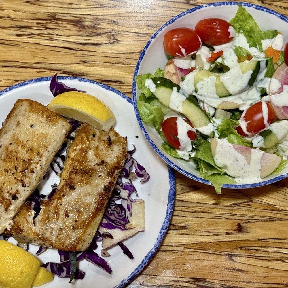 Slapfish - June 30, 2025 Fish and Chips, with grilled fish, w/ salad instead of fries. Fish was a little overcooked. - Seafood Near Me - Albuquerque, New Mexico