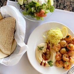 Arzi's Greek & Lebanese Cafe - Shrimp plate w salad.