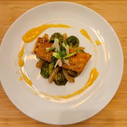 Love Meka! - Crispy skin halibut with brussels!