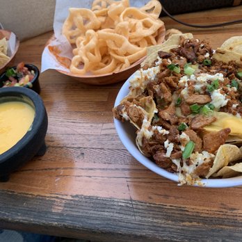 Cascabel - Their potato queso that is really great & the nachos with al pastor & chorizo!! Try these!! - Vegan Near Me - Houston, Texas