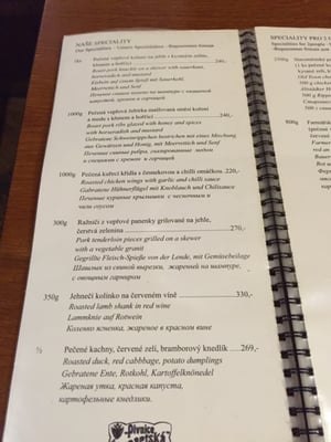Menu photo 6 Pivnice Štupartská Prague, PR