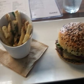 Eureka! - The Bison Burger with regular fries.  The ketchup is made from scratch at the resturant! Cool!! - American Near Me - Mountain View, California