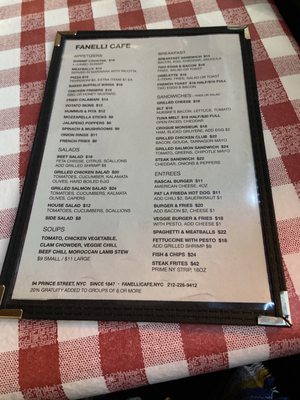 Menu photo 5 Fanelli's Cafe New York, NY