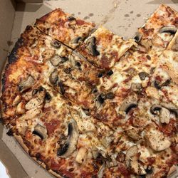 Domino's Pizza - Chicken and mushroom thin crust pizza