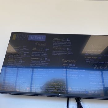 South Polk Pizzeria - Screen menu. There is a glare / hard to read - Pizza Near Me - Dallas, Texas