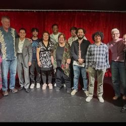 Held2gether: Improv for Life - Comedians from the last Open Mic Night, hosted by Garry Haley (6th from left).