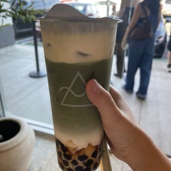 OMOMO Tea Shoppe - matcha cortado with cheese foam, brown sugar boba, and half sweetness - Bubble Tea Near Me - Brea, California OMOMO Tea Shoppe - matcha cortado with cheese foam, brown sugar boba, and half sweetness - Bubble Tea Near Me - Brea, California