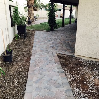 Nevarez Landscape - Veneers over existing patio and walkway, Tierra Norte, K pattern - Landscaping Near Me