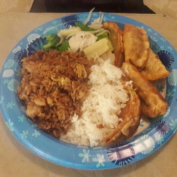 Wok In Cafe - Chop suey,white rice, fried rice, and fried dumplings. It was great - Chinese Near Me - Redlands, California