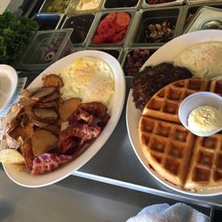Dee Dee’s Cafe - Waffle combo and bacon and eggs with an English muffin