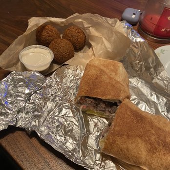 Oasis Fresh - 3 Pieces Falafel with Tahini Sauce and steak shawarma - Falafel Near Me - Chicago, Illinois