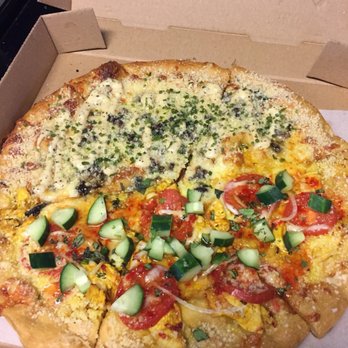 Mellow Mushroom Auburn - Half Holy Shiitake Pie, half Thai Dye Pie! - Pizza Near Me - Auburn, Alabama Mellow Mushroom Auburn - Half Holy Shiitake Pie, half Thai Dye Pie! - Pizza Near Me - Auburn, Alabama