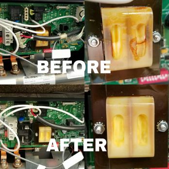 Hawaii Pool and Spa - Blown circuit board and newly replaced circuit board. Photo credit: Blake - Pool Cleaners Near Me