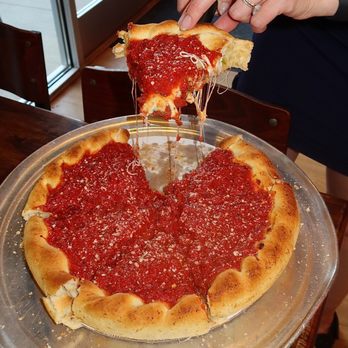 Jimano's Pizzeria - We dove into their signature deep dish, a cheesy masterpiece overflowing with sauce, green peppers, mushrooms, and sausage. - Pizza Near Me - Englewood, Colorado