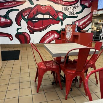 Blazing Hot Chicken - Dining area and art - Chicken Shop Near Me - Los Angeles, California