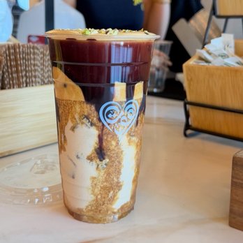 Haute Coffee - Roasted hazelnut dalgona with added pistachio crumbs - Coffee & Tea Near Me - Elk Grove, California