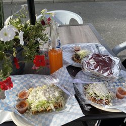 Taqueria Zoila - Choquen taquitos, chorizo sope , carne asada sope and chorizo torta . The salsa was very tasty and spicy