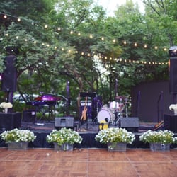 Ashley and The Cosmos - Band stage setup (flowers and cafe lights not included)