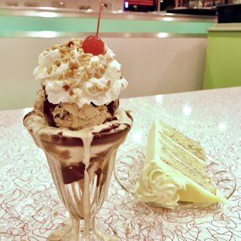 Rick's Dessert Diner - Hot fudge sundae, lemon raspberry cake - Desserts Near Me - Sacramento, California