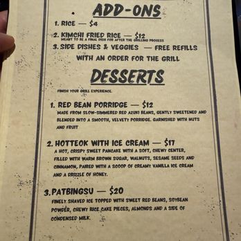 Three Pigs - Add one and dessert menu - Barbeque Near Me - Traverse City, Michigan