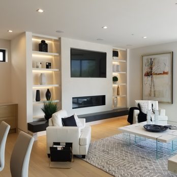 Rhino Construction - Linear fireplace with recessed TV pocket - General Contractors Near Me - Moorpark, California Rhino Construction - Linear fireplace with recessed TV pocket - General Contractors Near Me - Moorpark, California