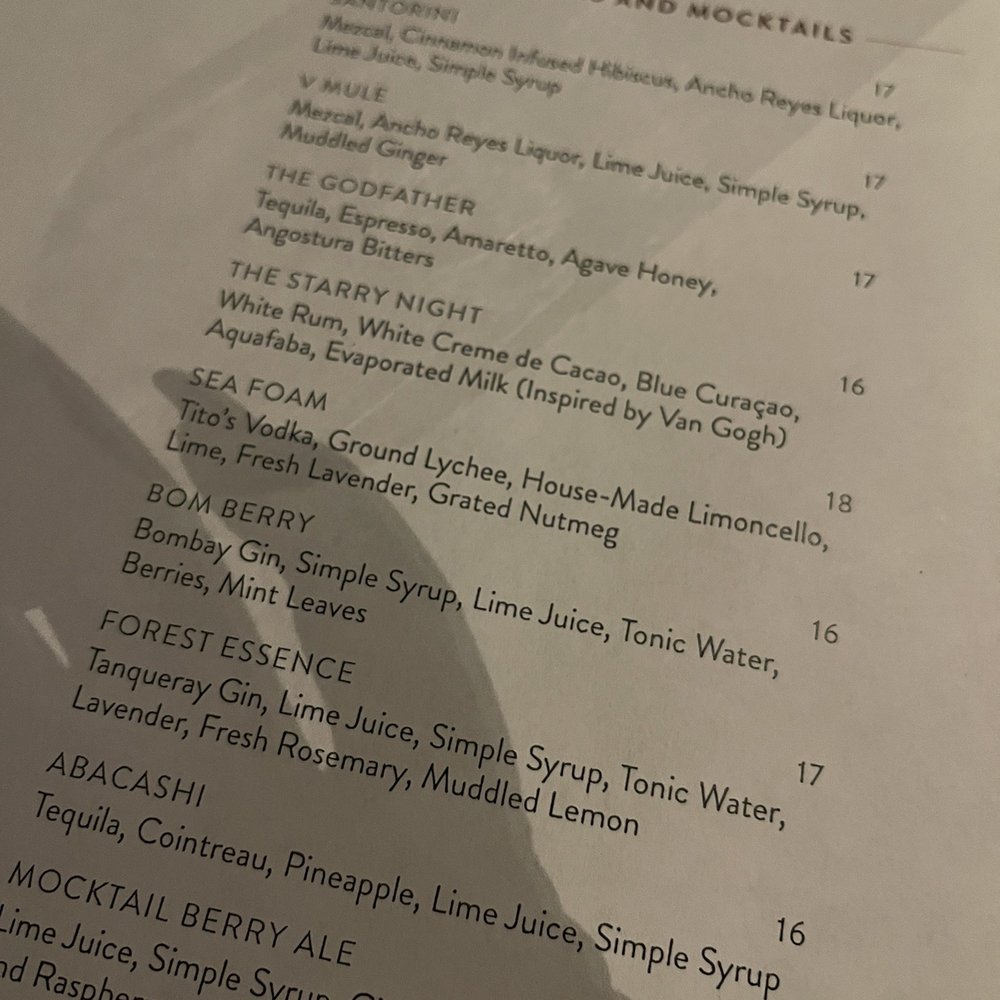 Vela - Drink menu - Italian Near Me - Cabo San Lucas, BCS