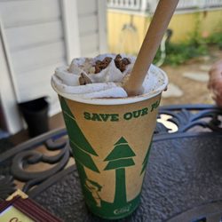 Choquiero Chocolate - My chilled house cocoa coffee drink. YUM! So refreshing. Limited cozy seating inside and out.