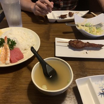 Green Tea - Hirashi with some chicken sticks as an appetizer - Sushi Bars Near Me - Manhattan, Kansas