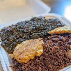 Ticas Cuisine - Our plates size
Medium
Large
Play Komple/complete plate 

Diri Djon/rice and beans with legume 
Banan peze/ fried plantain