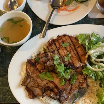 Hale Vietnam - Pork chop was gas! The lil soup felt good to the soul. - Vietnamese Near Me - Honolulu, Hawaii