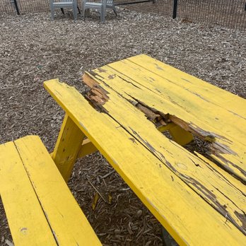 MUTTS Canine Cantina - Fort Worth - Broken table - Dog Parks Near Me - Forth Worth, Texas