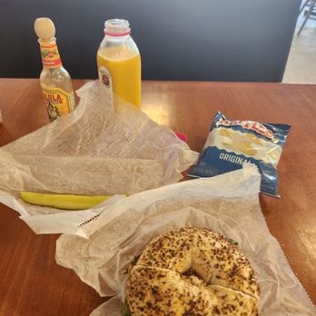 Bagel Bistro - Onion Bagel w Tuna and lettuce - Breakfast & Brunch Near Me - Tequesta, Florida