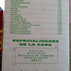 Cerveceria Rente - Menu