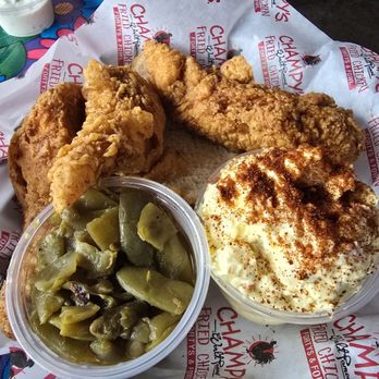 Champy's Famous Fried Chicken - 3 chicken tender basket with green beans and potato salad - Southern Near Me - Chattanooga, Tennessee Champy's Famous Fried Chicken - 3 chicken tender basket with green beans and potato salad - Southern Near Me - Chattanooga, Tennessee